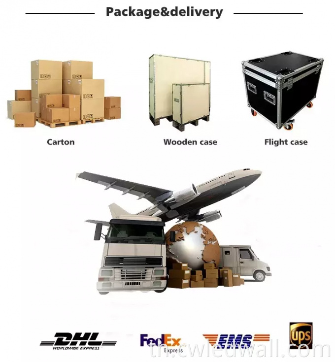 การจัดส่งผนัง LED และแพ็คเกจ LED Wall Shipping and package